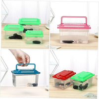 Plastic Turtle Fish Tank Plastic Handheld Fish Tank Portable Aquarium Clear Reptile Breed Container Cricket Keeper Lizard Tank Animals Turtle Tank Beard Leopard Print
