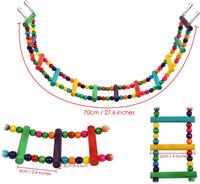Bird Ladder Toys Coloured Flexible Parrot Swing Bridge Wooden - 27.6 in (12 Steps) - image 2