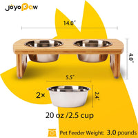 Elevated Dog Bowls, Bamboo Raised Dog Bowl Stand – Essentials for Dogs - Natural / Small: 4'' Tall-20 oz Bowl - image 2