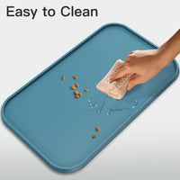 Feedoo Pet Feeding Mat [Warped Resistant Raised Edge] - 18.5"L x 11.5"W / Blue - image 4