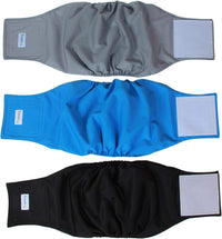 Teamoy Male Dog Belly Band, Reusable Wrap Dog Diapers - L2 (Pack of 3) / Black+ Gray+ Lake Blue