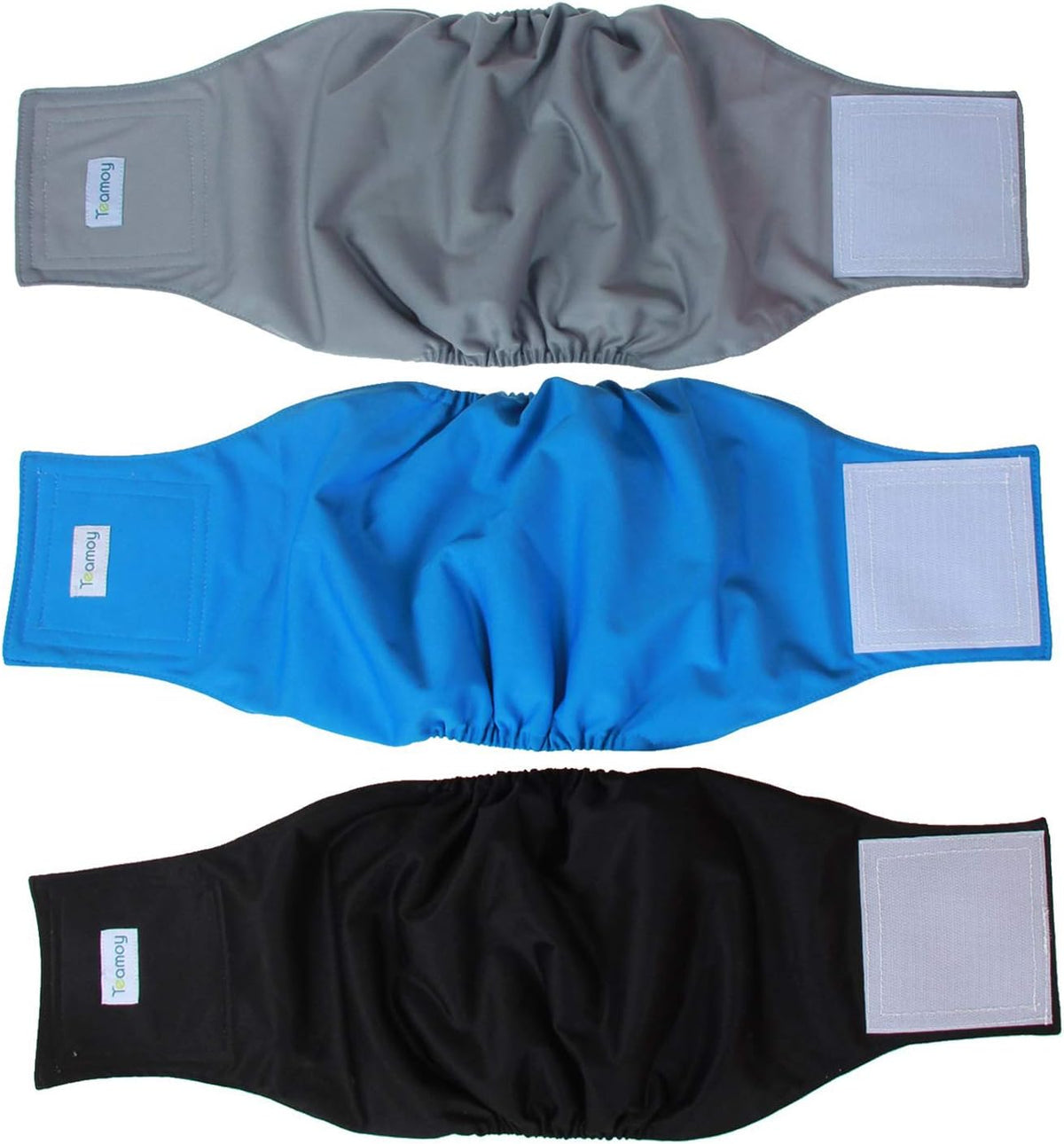 Teamoy Male Dog Belly Band, Reusable Wrap Dog Diapers - L2 (Pack of 3) / Black+ Gray+ Lake Blue