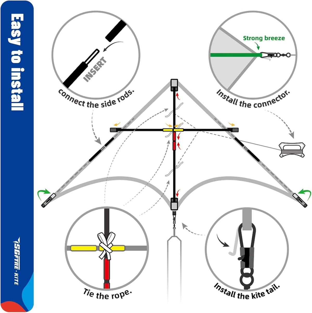SGftre Delta Kite for Kids & Adults，Extremely Easy to Fly - Blue-2 - image 4
