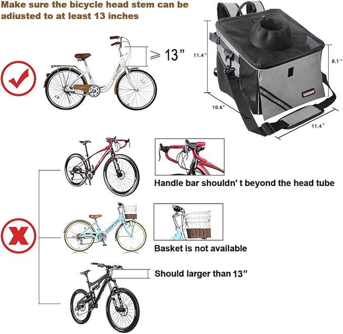 Pet Carrier Bicycle Basket Bag Pet Carrier/Booster Backpack for Dogs and Cats with Big Side Pockets,Comfy & Padded Shoulder Strap,Travel with Your Pet Safety（Titanium）