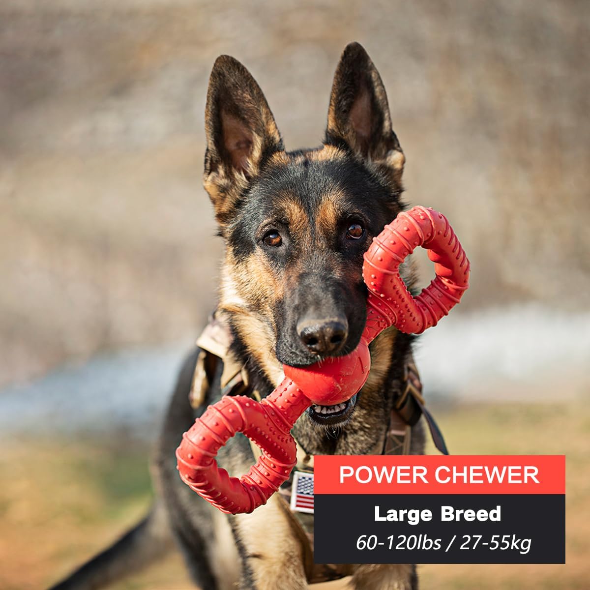 Natural Rubber Dog Toys for Large Aggressive Chewers - Tug Toy - Red / Large Breed (60 - 120 lb) - image 3
