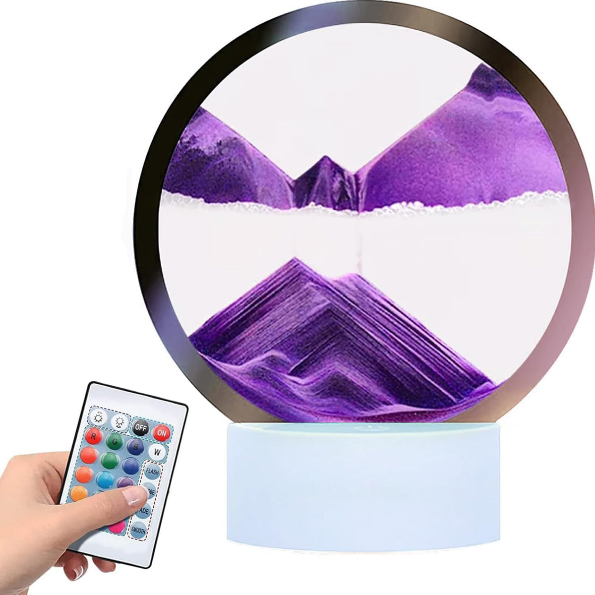 rysnwsu Moving Sand Art Picture Round Glass 3D Deep Sea Sandscape - Purple / RC-Control