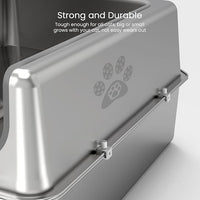 Enclosed Stainless Steel Cat Litter Box with Lid, Oversize Metal Litter Box for Multi Cats, XXXL Supersize Cat Toilet with High Side, Non-Stick, Anti-Leakage, Odorless, with Litter Mat & Litter Scoop