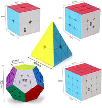 Speed Cube Set, ROXENDA 2x2 3x3 4x4 Megaminx Pyramid Puzzle Cube[5 Pack] – Fun for Kids & Family - 5 Pack Stickerless - image 2