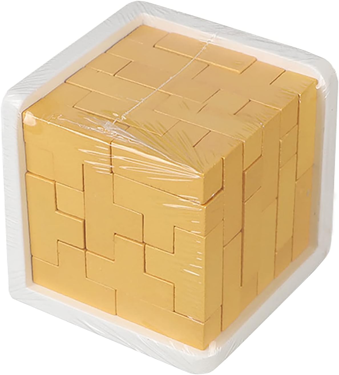 Wooden Brain Teaser Puzzles Cube Stocking Stuffers Wooden Puzzles - Gold - image 2