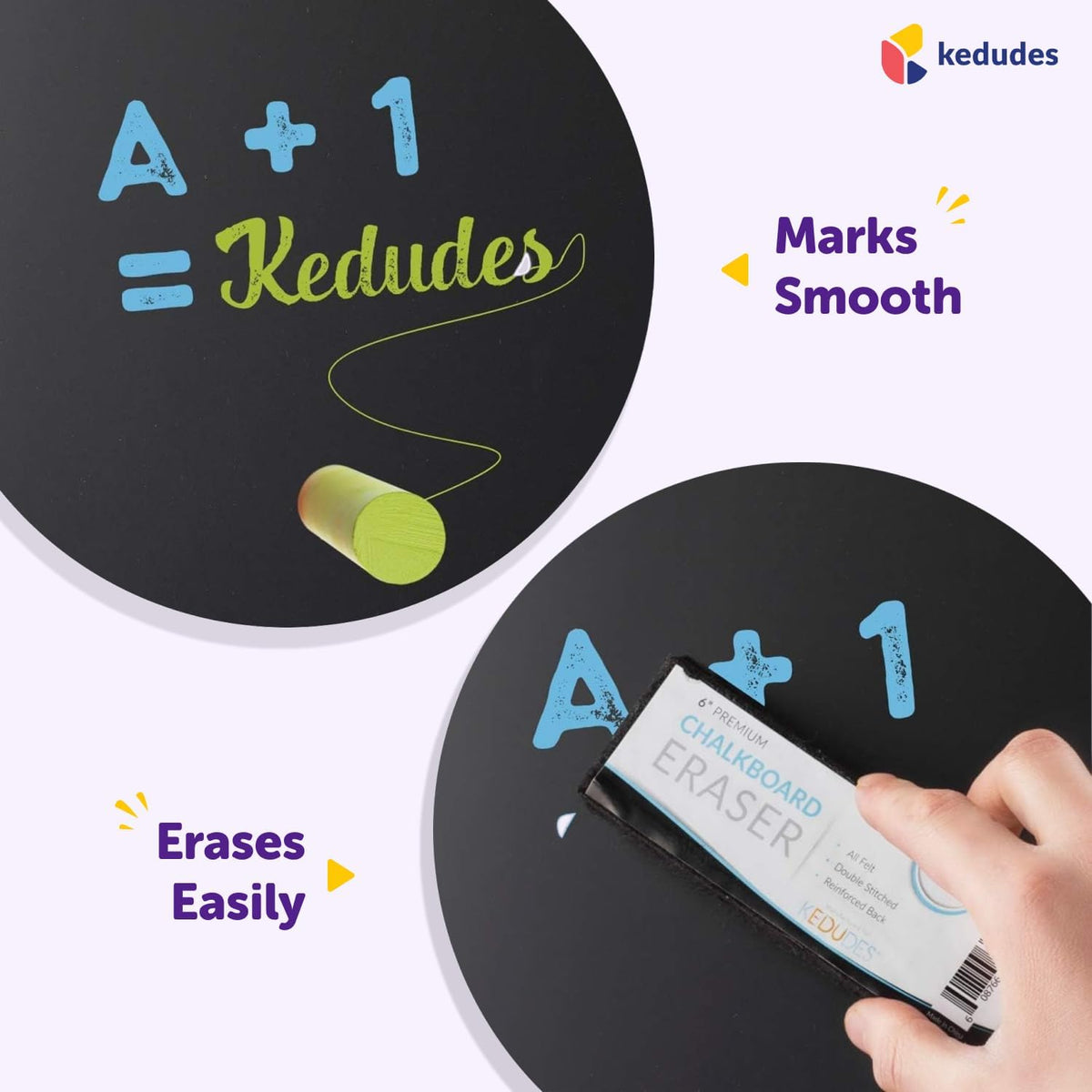 kedudes Dustless Chalk with Eraser, 24pk - image 4
