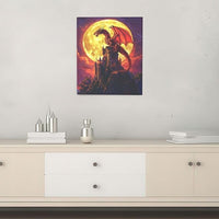 Dragon Bathroom Pictures Wall Art, Red Dragon Castle Bathroom Wall Decor, Framed Painting Canvas Artwork for Bedroom Living Room Decorations 24"L x 20"W