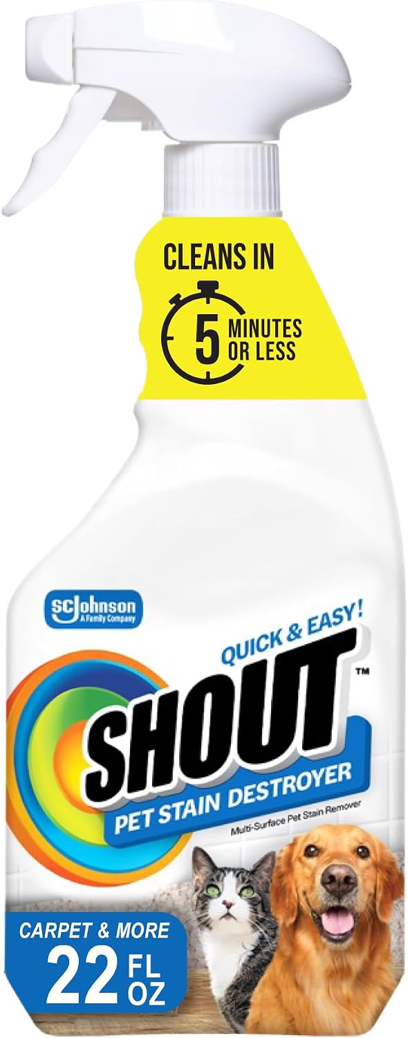 SHOUT Pet Stain Remover Spray - 22 Fl Oz (Pack of 1) / Trigger