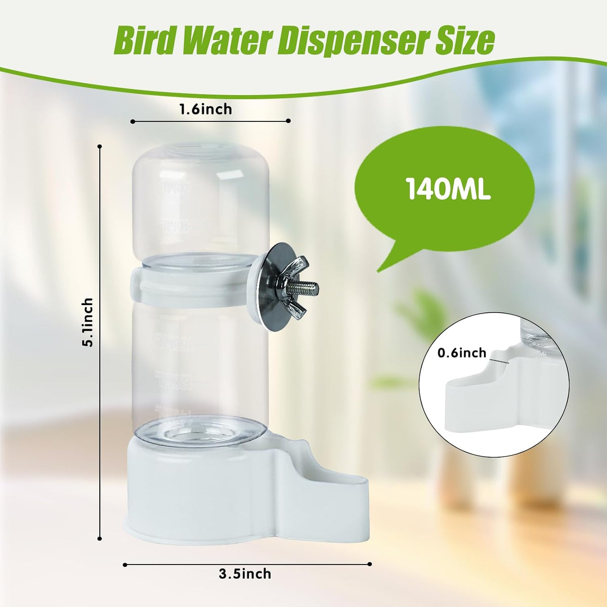 2 Pack Automatic Bird Cage Water Dispenser - White / 2PCS Water Dispenser - image 2