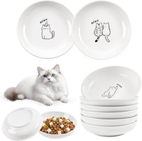 6 Pack Cat Food Bowl, Ceramic Cat Bowls - White-F