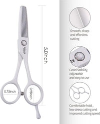 5 in Thinning Shears for Dogs Grooming Face for Small Dogs Eyes Face Paw Professional Small Cat Grooming Scissors(5" Blender,White)