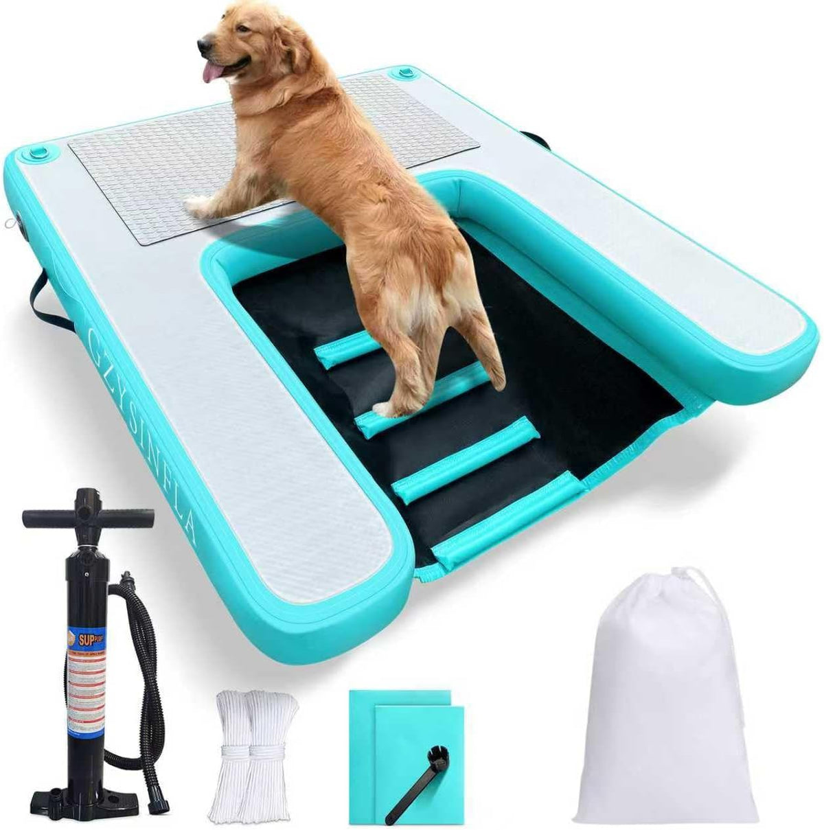 Inflatable Large Dog Water Ramp Float Floating Ramp-Swimming Pets Up - 200 pounds