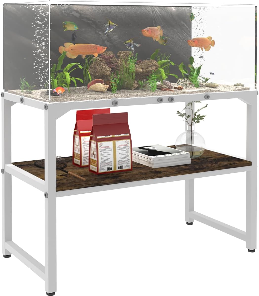 Mondazie 10-20 Gallon Fish Tank Stand, 24" L x 12" W x 20.5" H - 30 Gallon Rimless White