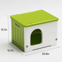 Plastic Cat House for Outdoor Indoor Use - Green-L - image 3