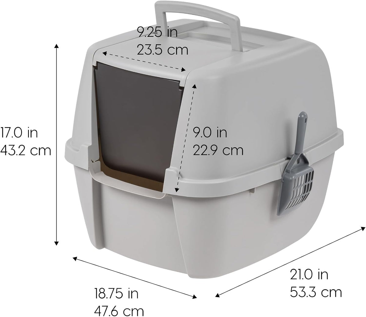 IRIS USA Large Front Door Cat Litter Box, Walk-in Entry - Jumbo Enclosed / Gray - image 2