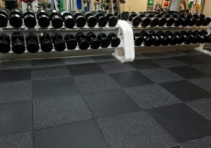 American Floor Mats - Extreme Rubber Gym Tiles - 1 Inch Thick Colorful Rubber Mats - Superior Shock and Sound Absorbing - 10% Grey - 2' x 2' Single Mat (Covers 4 Sq Ft)