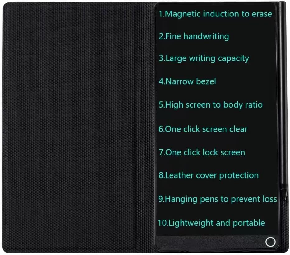 LCD Writing Tablet 6.5in Fine Tip with Leather Case and Hanging Pen – Fun for Kids & Family - Fine Tip with Leather Case