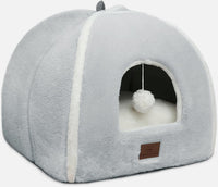 Cat Bed for Indoor Cats - Cat Cave Beds Cat House Cat Tent with Removable Washable Cushioned - Grey / L(17.5 x 17.5 x 17.5 Inch) - image 2