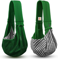 Tomkas Small Dog Sling Carrier - Classic Pocket & Classic Strap - for 3-10 lbs Pets(Emerald Green)