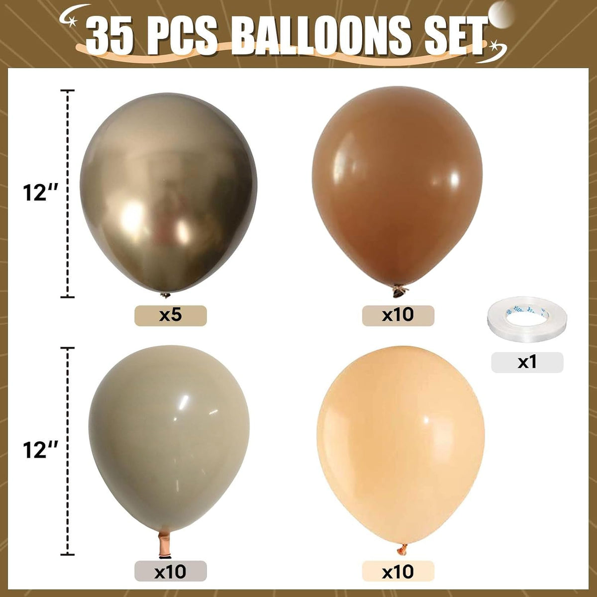 HILAVO Toy Inspired Story Balloons - Brown Gold / 35PC - image 2