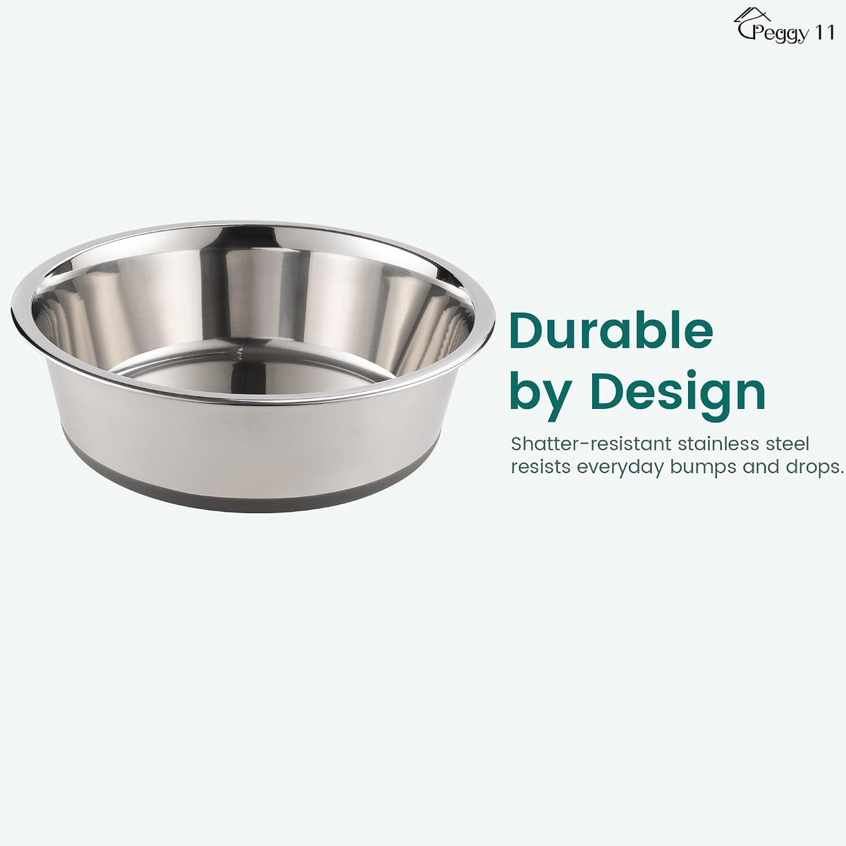 Nonslip Stainless Steel Dog Bowls, 3.8 US Cup Each - 7.6 Cup - image 3