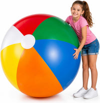 Bedwina 24 inch giant inflatable beach balls with red, green, yellow, orange, blue and white panels