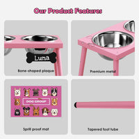 Metal Raised Dog Bowl Stand for Large and Medium Dogs - Height-10inch / Pink-L with slow feeder - image 4