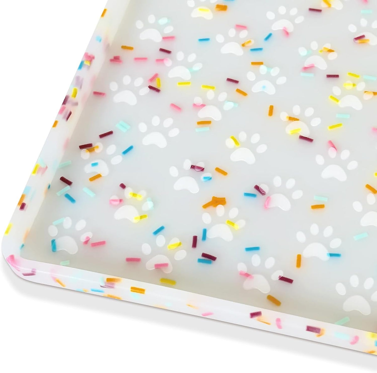 Pet Placemat for Dog and Cat - 24.5"L x 16.5"W / Donut-White