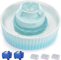 Lawfery Ceramic Cat Water Fountain - Light Blue