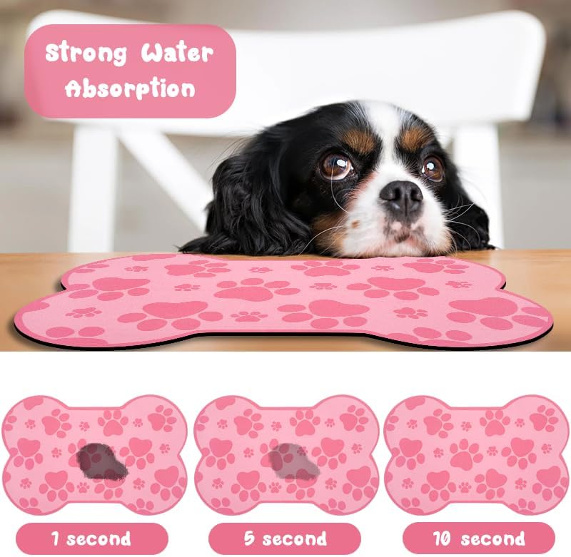 Dog Food Mats for Floors Waterproof - Dark Pink / 19"L x 12"W - image 2