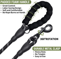 COOYOO 2 Pack Dog Leash 5 FT Heavy Duty - 1/2"x 6 FT (18~120 lbs.) / Set 8-Black+Olive - image 4