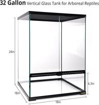 30 Gallon Tall Reptile Glass Tank Terrarium 18"x18"x24" Large Habitat Enclosure for Gecko,Lizard,Chameleon,Frog,Snake,No Install Needed and Come with Tank Background