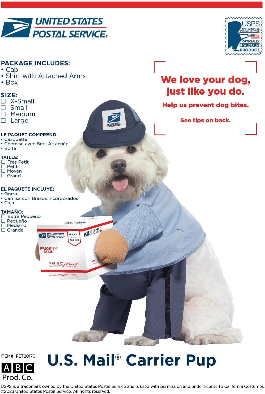 California Costumes Dog Mail Carrier Costume USPS Medium – Essentials for Dogs - Large (Pack of 2) - image 2