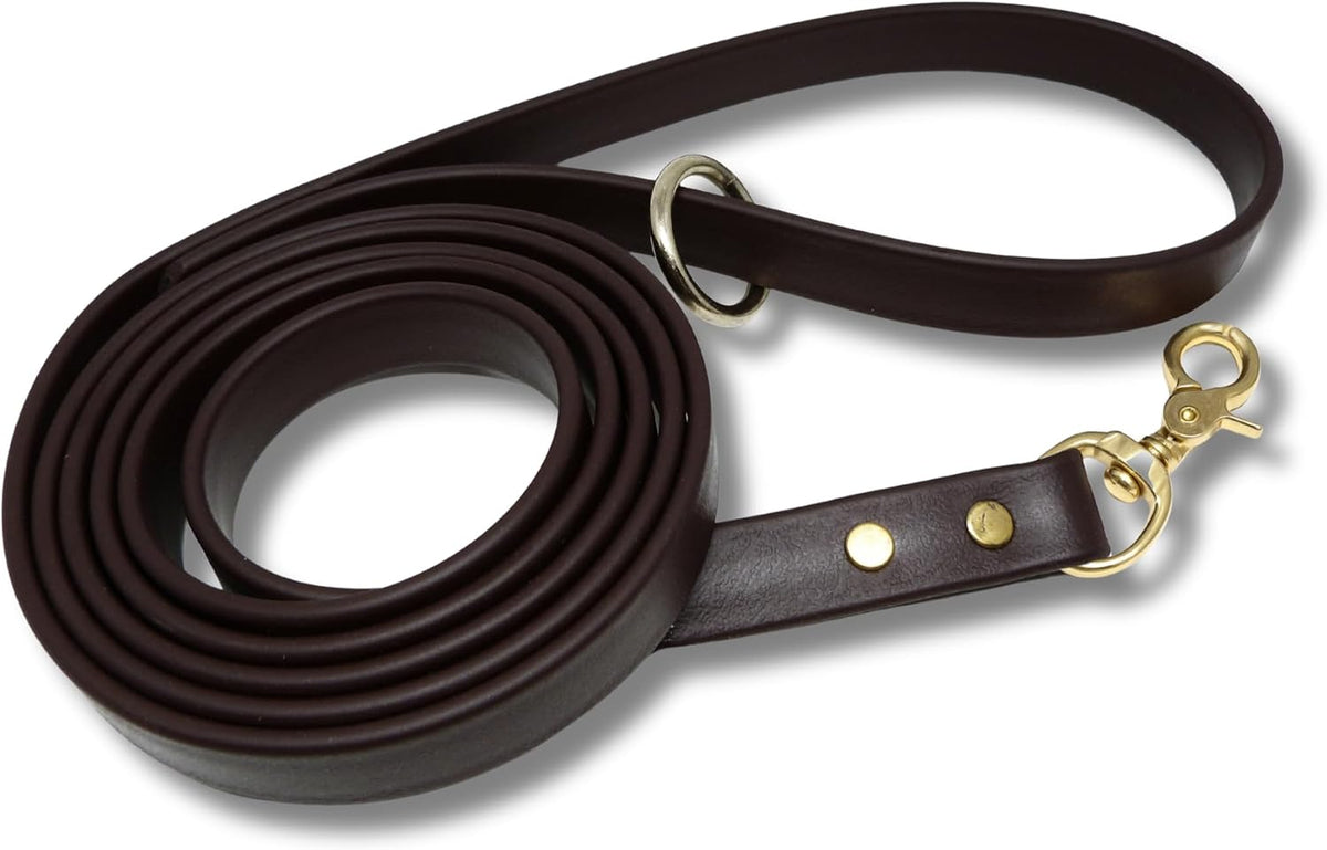 Biothane Leash, Brass, 6 ft x 5/8, Black – Essentials for Dogs - 3/4 / Brown
