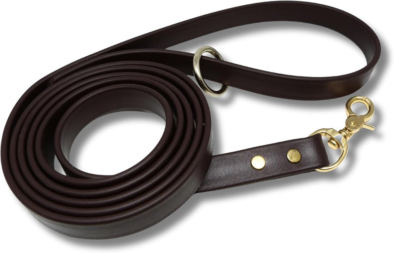 Biothane Leash, Brass, 6 ft x 5/8, Black – Essentials for Dogs - 3/4 / Brown