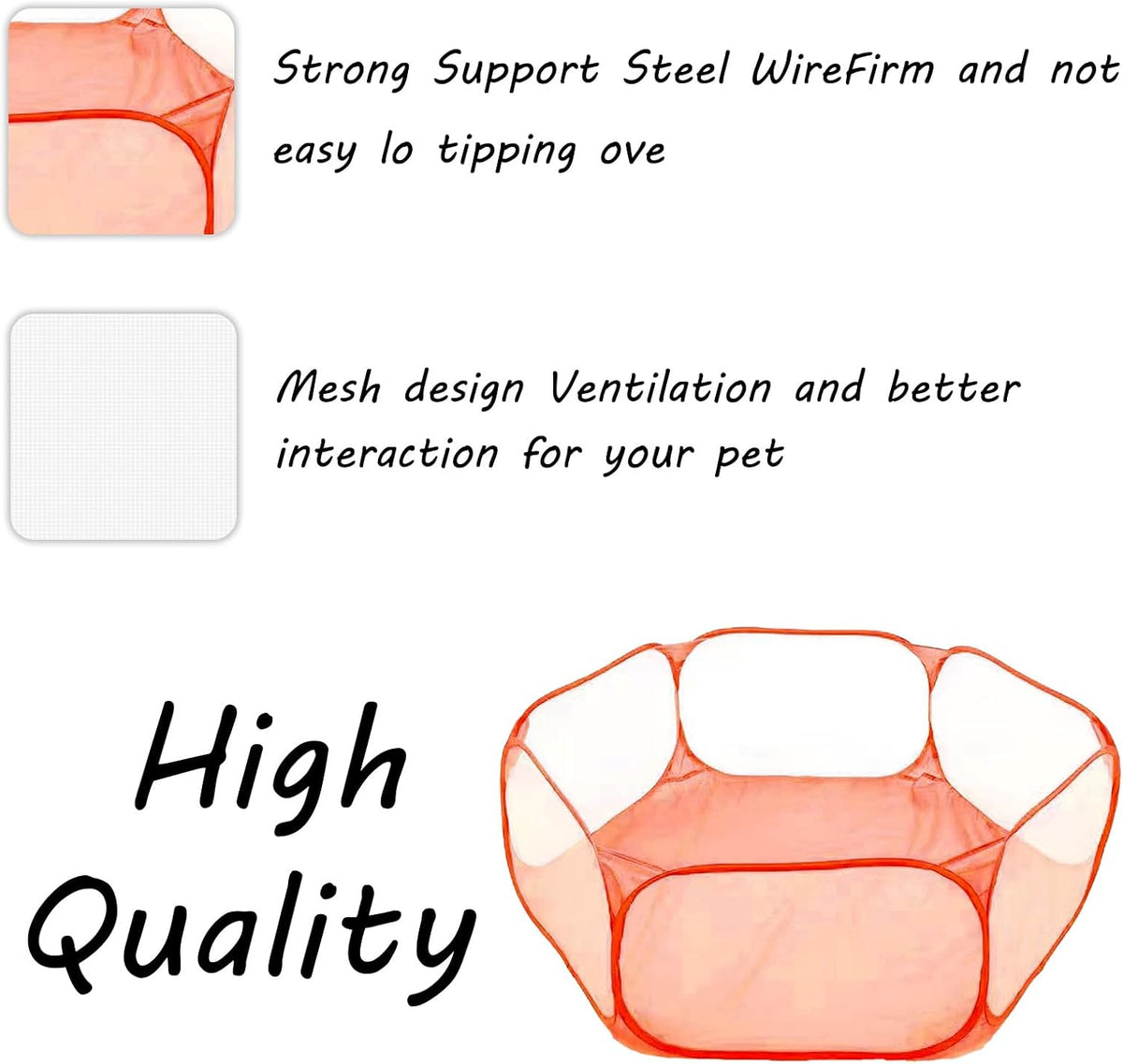 Small Animals Playpen, Portable Pop-up Open Interactive Pet Tent - Orange - image 4