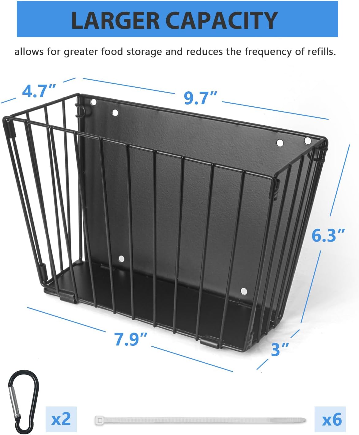 X Large Rabbit Hay Feeder Guinea Pig Hay Feeder Metal Frame Bunny Hay - 1-Pack Black - image 2