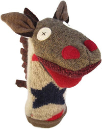 Cate and Levi reclaimed wool hand puppet, handmade dog in mixed colors, 12 inches - view 6