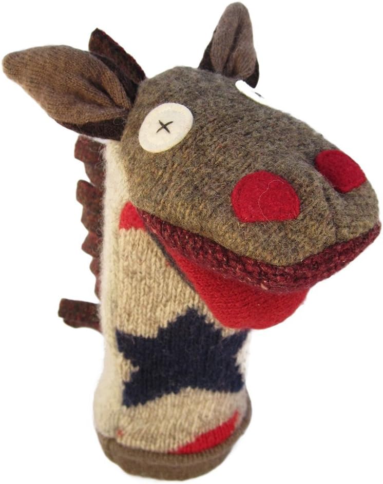 Cate and Levi reclaimed wool hand puppet, handmade dog in mixed colors, 12 inches - view 6