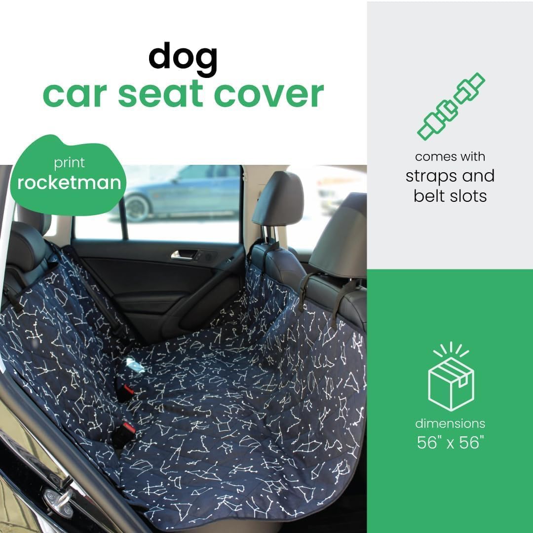 Molly Mutt Deep Blue Dog Car Seat Cover, GOTS-Certified Cotton - Rocketman - image 2