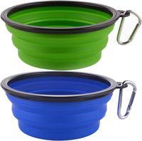 Large Collapsible Dog Bowls - Large,34oz / 34oz-Green&Blue