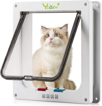 Ycozy XL Cat Doors Outer Size 11" x 9.8" 4-Way Locking Indoor Pet - X-Large / White