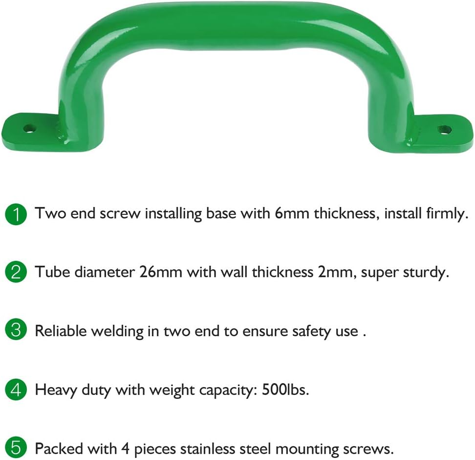 Purife 10 inch matte black metal playground safety handles, 2 pack with screws - view 18