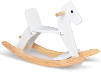 KRAND natural pine kids wooden rocking horse with handrail, backrest and foot pedal - view 2