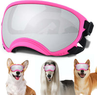 Medium Dog Sunglasses with Adjustable Strap UV Protection - Medium size-Pink frame silver lenses