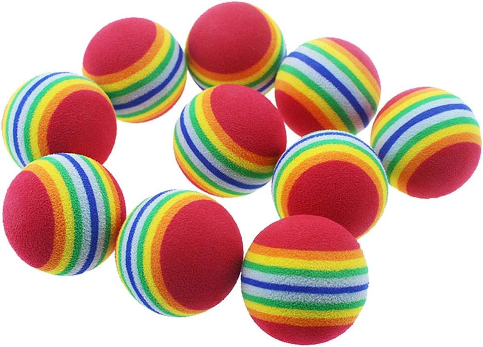 VOVIGGOL 12 Pack 2 Color Rainbow Cat Toy Balls Soft EVA Foam - 12Pcs/ 3 Type Color